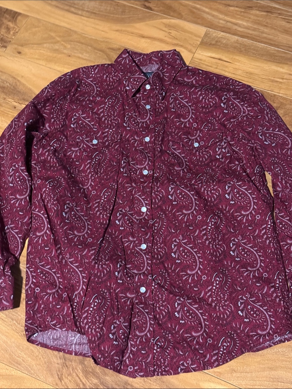 Kids' Burgundy Paisley Button-Down Shirt